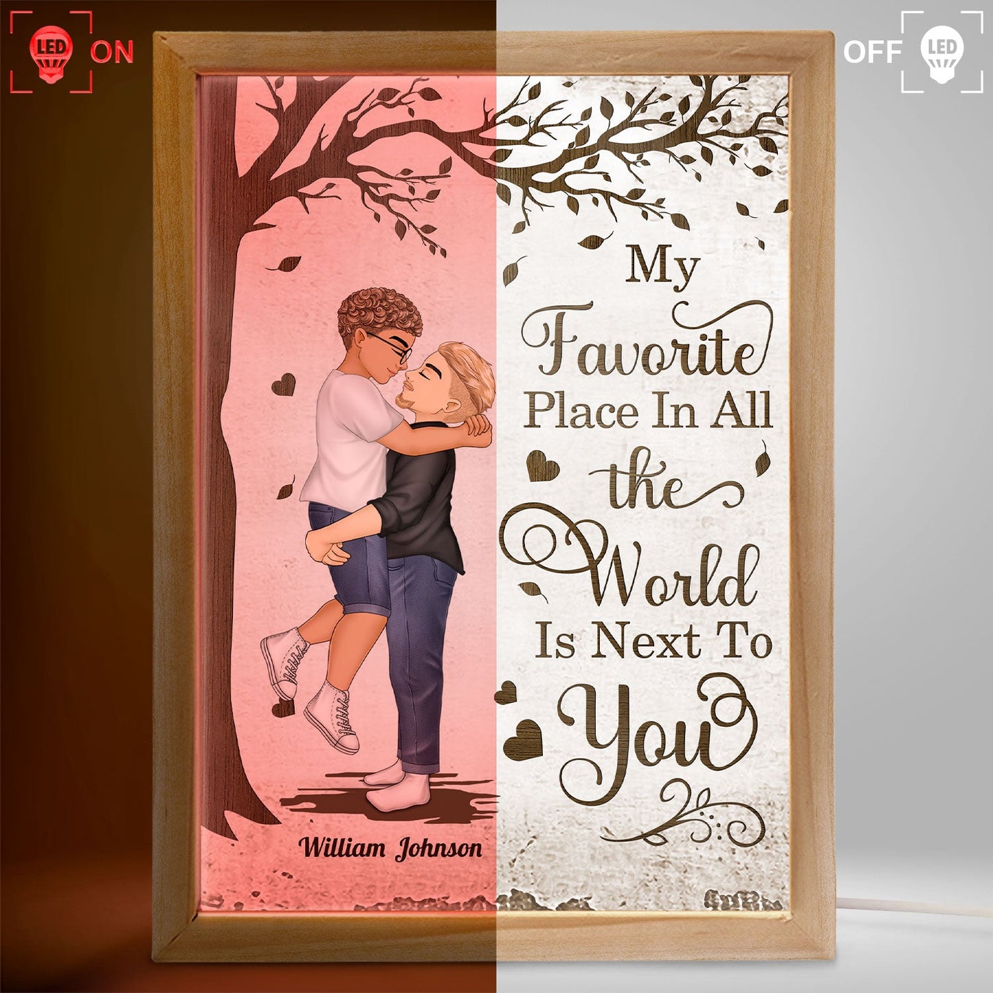 Carrying Couple My Favourite Place In The World - Loving, Anniversary Gift For Spouse, Husband, Wife - Personalized Picture Frame Light Box