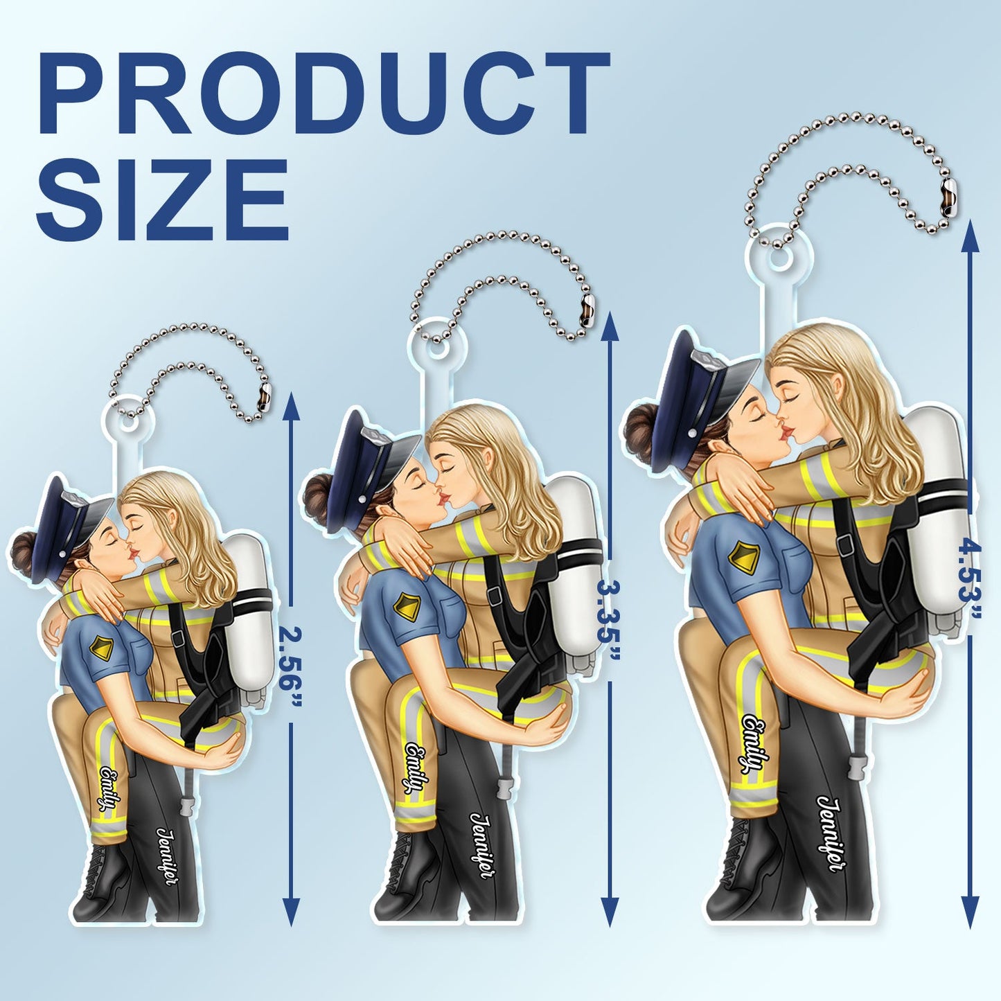 Couple Kissing Occupation - Gift For Couples, Nurse, Firefighter, Police Officer - Personalized Acrylic Car Hanger