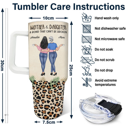 Mother & Daughters A Bond That Can't Be Broken - Gift For Mom, Mother, Grandma - Personalized 40oz Tumbler With Straw