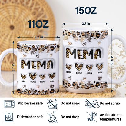 Leopard Nana Title - Birthday, Loving Gift For Mom, Mother, Mama, Grandma, Grandmother - 3D Inflated Effect Printed Mug, Personalized White Edge-to-Edge Mug