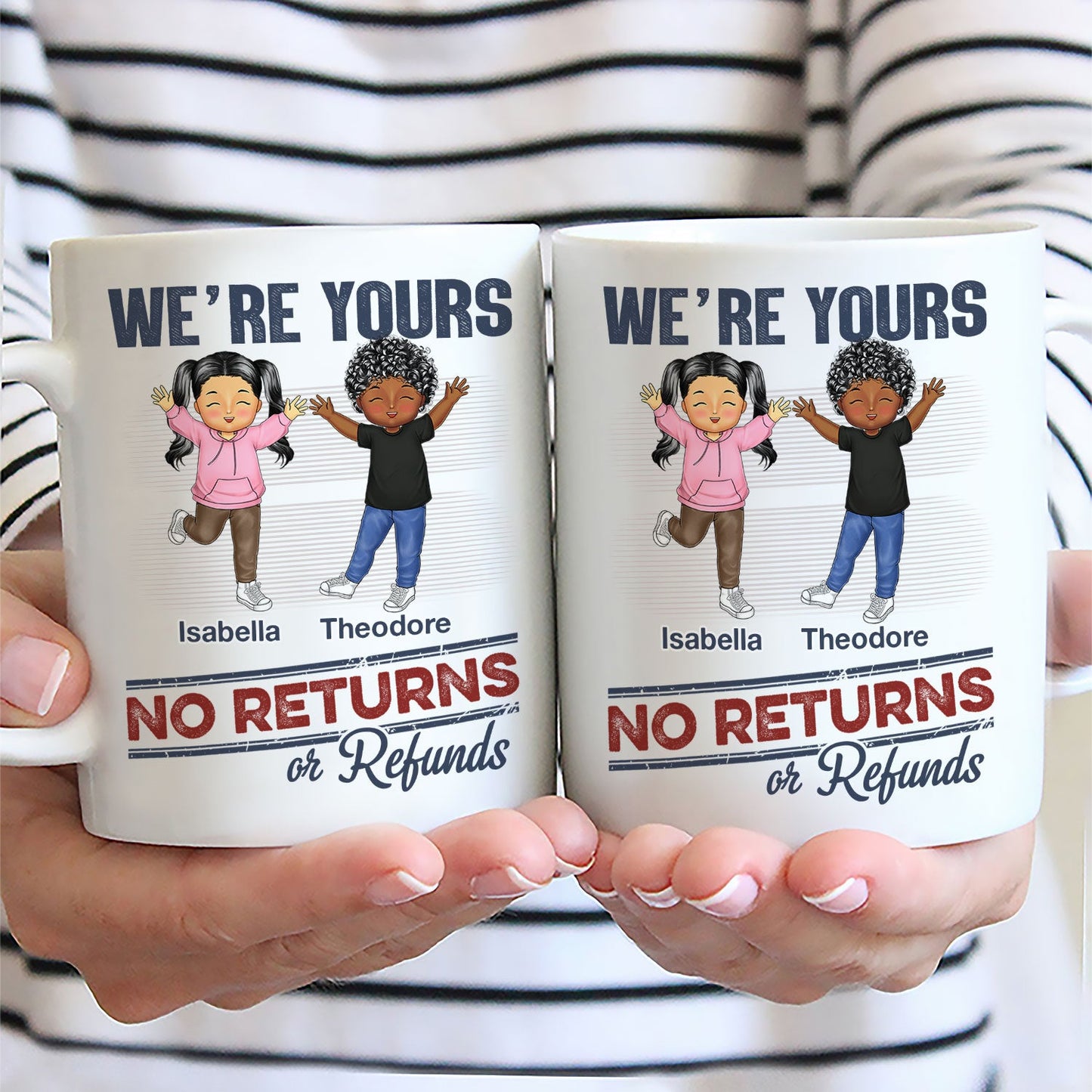 No Returns Or Refunds Funny Chibi Grandkids - Gift For Dad, Mom, Grandma, Grandpa - Personalized Mug
