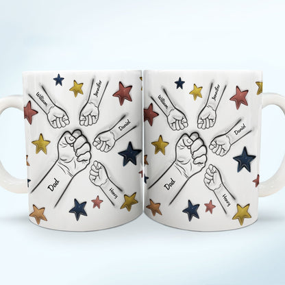Fist Bump, A Bond That Can Never Be Broken - Gift For Dad, Grandpa, Mom, Grandma - 3D Inflated Effect Printed Mug, Personalized White Edge-to-Edge Mug