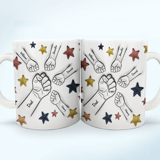 Fist Bump, A Bond That Can Never Be Broken - Gift For Dad, Grandpa, Mom, Grandma - 3D Inflated Effect Printed Mug, Personalized White Edge-to-Edge Mug