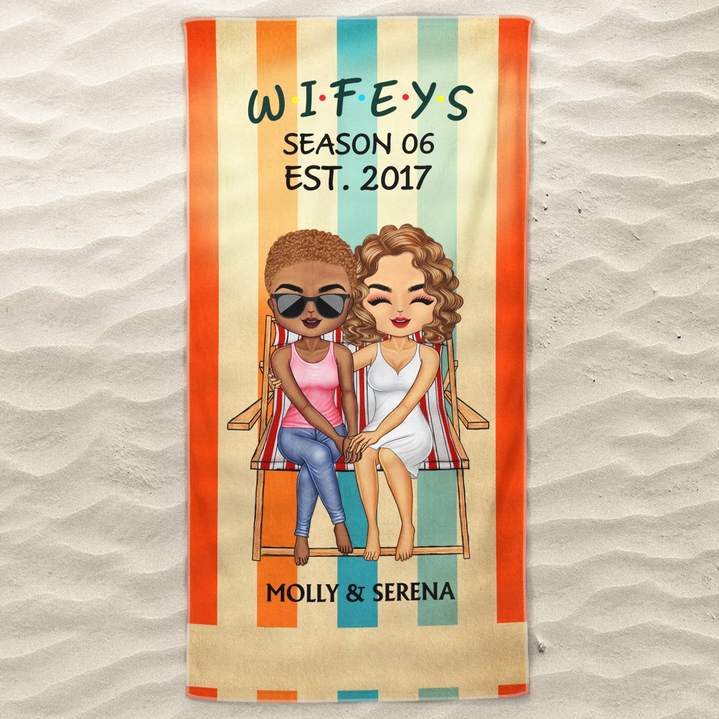 Hubby And Wifey Seasons - Birthday, Anniversary Gift For Spouse, Lover, Husband, Wife, Boyfriend, Girlfriend, Couple - Personalized Custom Beach Towel