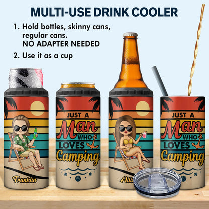Just A Woman A Man Who Loves Traveling Cruising Beach - Birthday, Vacation Gift For Yourself, Women, Men - Personalized Custom 4 In 1 Can Cooler Tumbler
