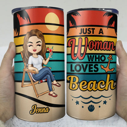 Just A Woman A Man Who Loves Traveling Cruising Beach - Birthday, Vacation Gift For Yourself, Women, Men - Personalized Custom 4 In 1 Can Cooler Tumbler