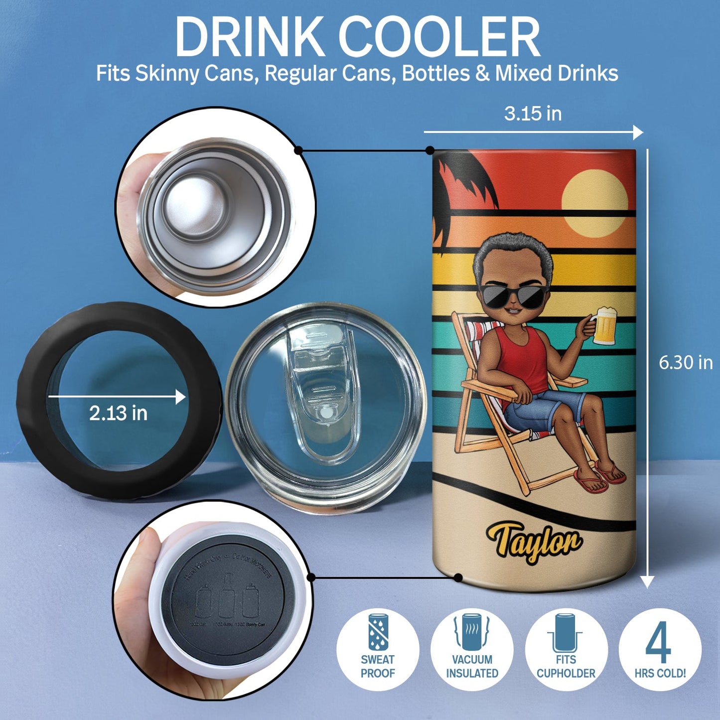 Just A Woman A Man Who Loves Traveling Cruising Beach - Birthday, Vacation Gift For Yourself, Women, Men - Personalized Custom 4 In 1 Can Cooler Tumbler