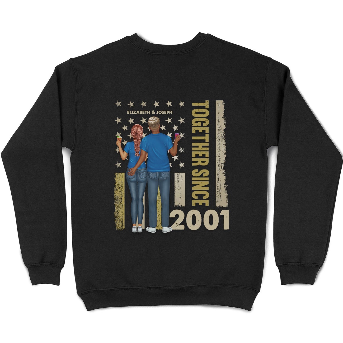 Stars And Stripes Couple Together Since - Loving, Birthday Anniversary Gift For Couples, Spouse, Husband, Wife - Personalized T Shirt