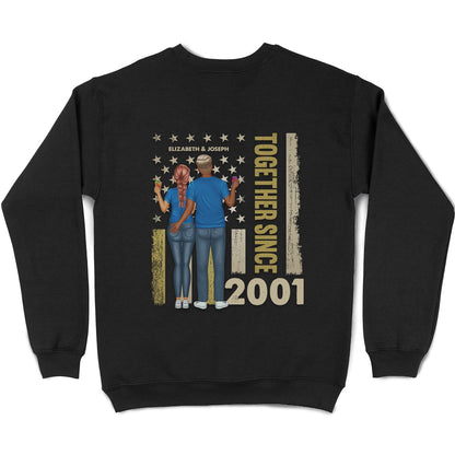 Stars And Stripes Couple Together Since - Loving, Birthday Anniversary Gift For Couples, Spouse, Husband, Wife - Personalized T Shirt