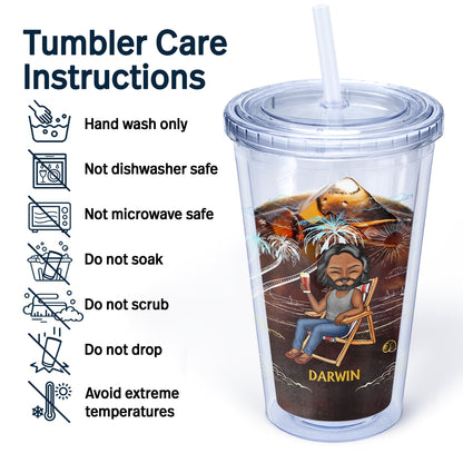 What Day Is Today Who Cares We're Retired - Gift For Parents, Grandparents, Retired, Retirement Gift - Personalized Acrylic Insulated Tumbler With Straw