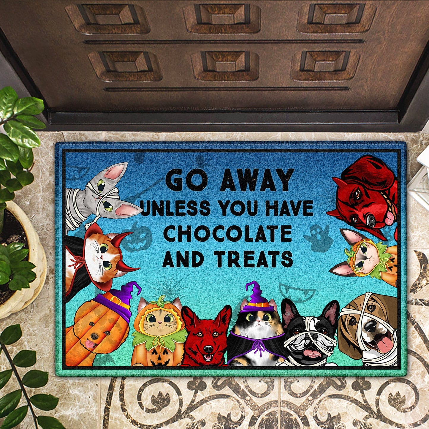 Go Away Unless You Have Alcohol And Treats - Birthday, Home Warming, Funny Gift For Couples, Dog, Cat Lovers - Personalized Doormat