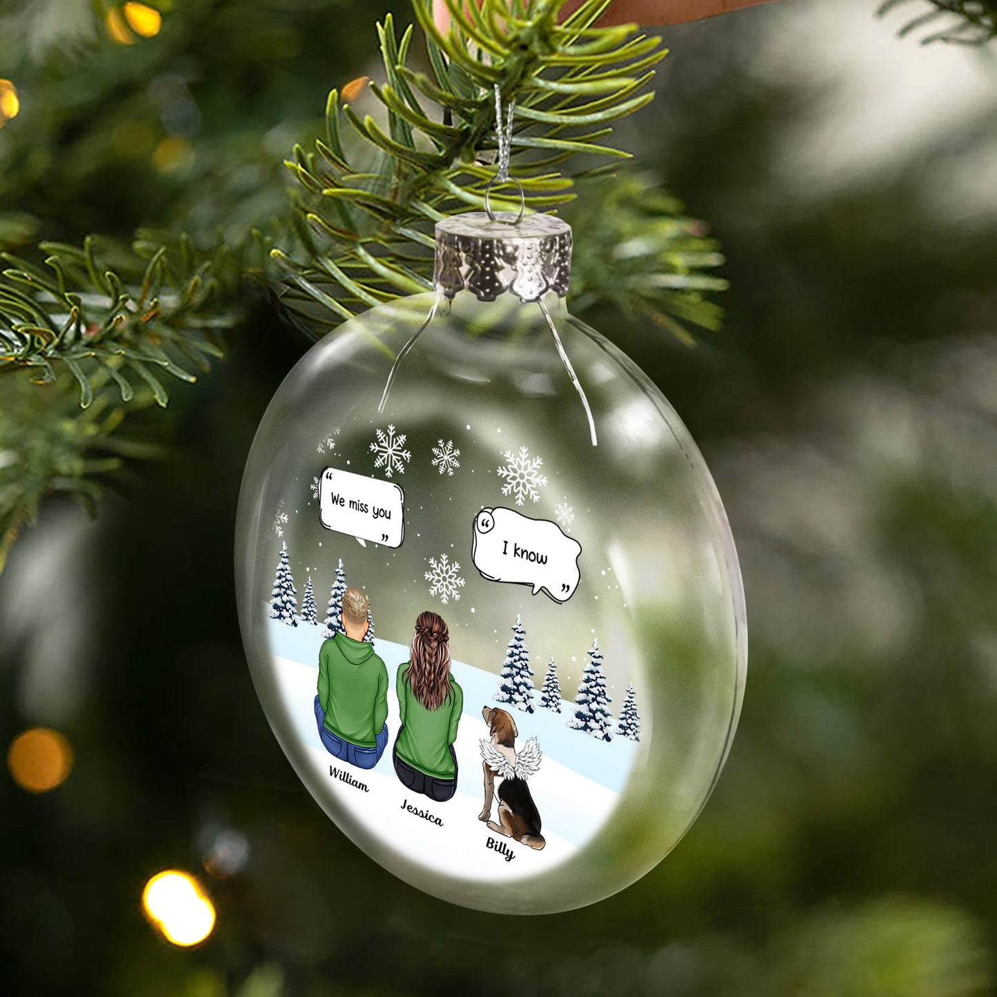 I Miss You - Christmas Memorial Gift For Pet Lovers, Dog Mom, Dog Dad, Cat Mom, Cat Dad - Personalized Clear Flat Ball Ornament