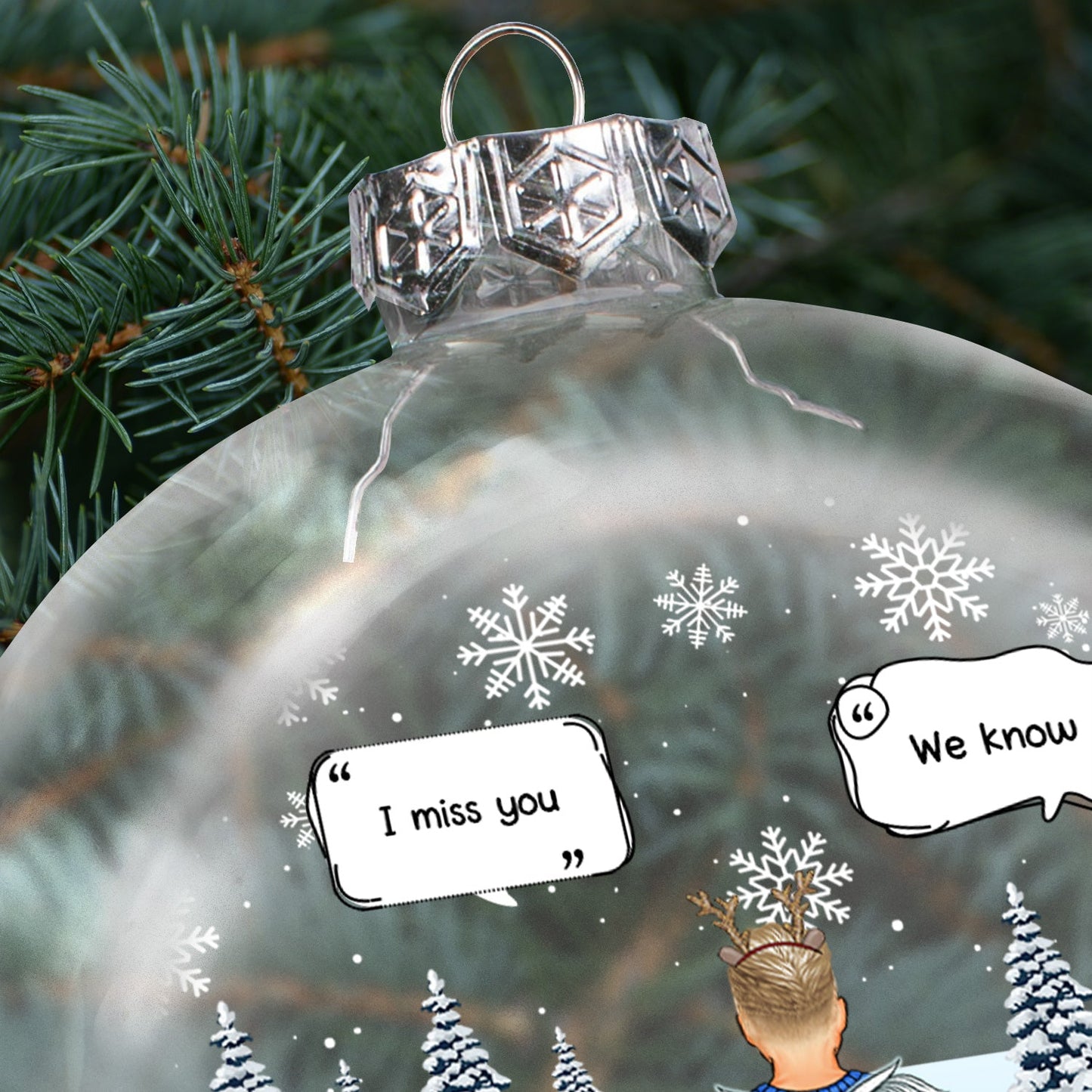 I Miss You - Christmas Memorial Gift For Pet Lovers, Dog Mom, Dog Dad, Cat Mom, Cat Dad - Personalized Clear Flat Ball Ornament