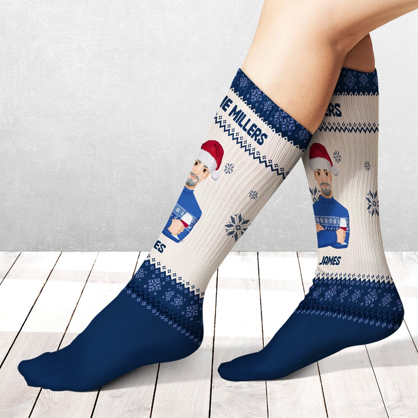 Flat Art - Christmas, Funny Gift For Family, Couple, Dad, Mom, Grandpa, Grandma - Personalized Socks