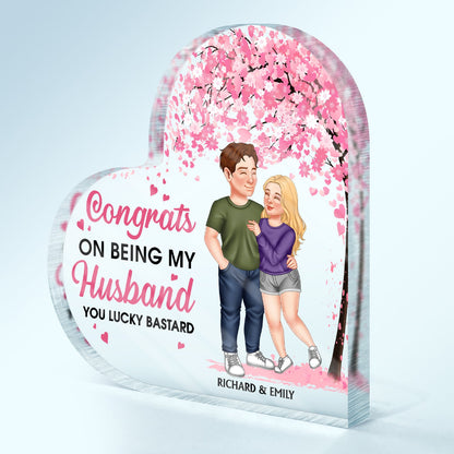 Arm In Arm Couple Annoy For The Rest Of My Life - Anniversary Gift For Spouse, Husband, Wife, Couple - Personalized Heart Shaped Acrylic Plaque