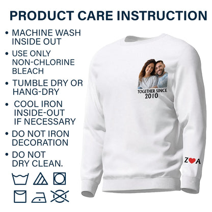 Custom Photo Together Since Husband & Wife - Gift For Couples - Personalized Sweatshirt With Sleeve Imprint