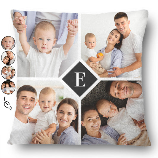 Custom Photo Monogram Letter - Birthday, Holiday Gift For Family, Friend, Parent, Couple, Grandparent - Personalized Pillow