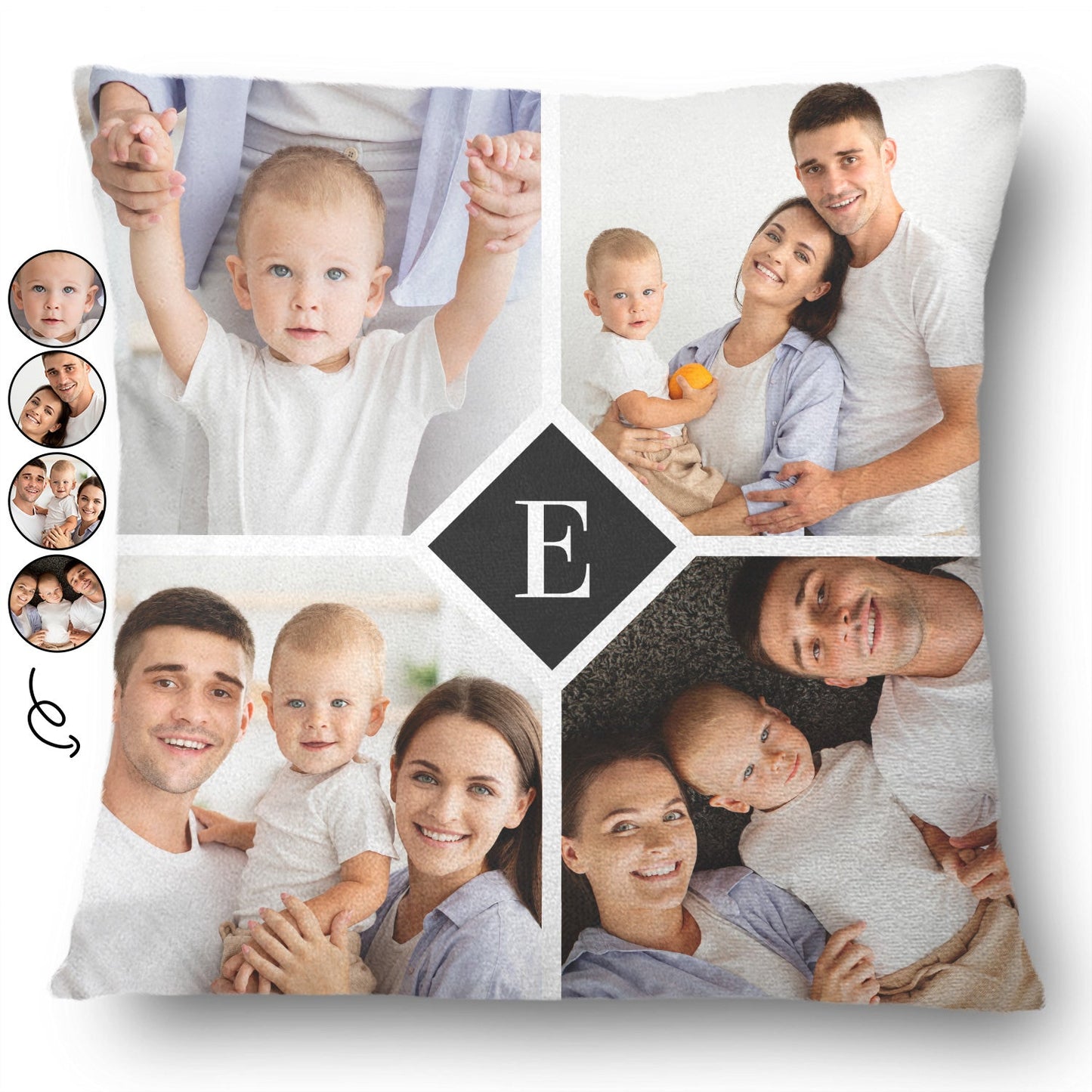 Custom Photo Monogram Letter - Birthday, Holiday Gift For Family, Friend, Parent, Couple, Grandparent - Personalized Pillow