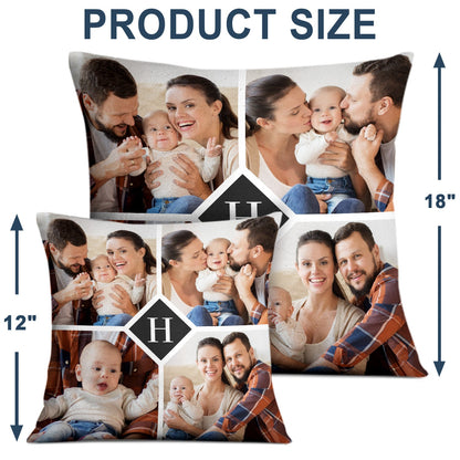 Custom Photo Monogram Letter - Birthday, Holiday Gift For Family, Friend, Parent, Couple, Grandparent - Personalized Pillow