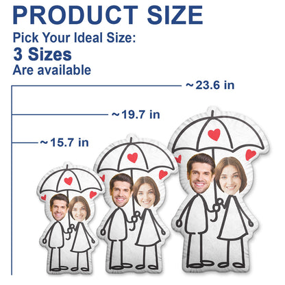Custom Photo Funny Sketch Stick Couple - Gift For Your Lover, Husband & Wife - Personalized Custom Shaped Pillow