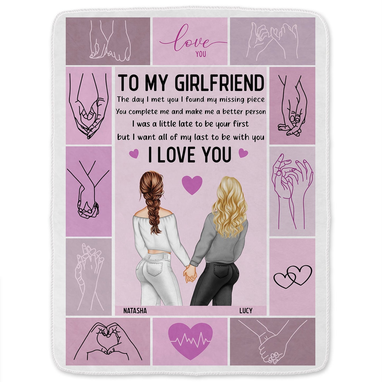 I Want All Of My Lasts To Be With You Couple Holding Hands - Loving, Anniversary Gift For Spouse, Husband, Wife - Personalized Fleece Blanket, Sherpa Blanket