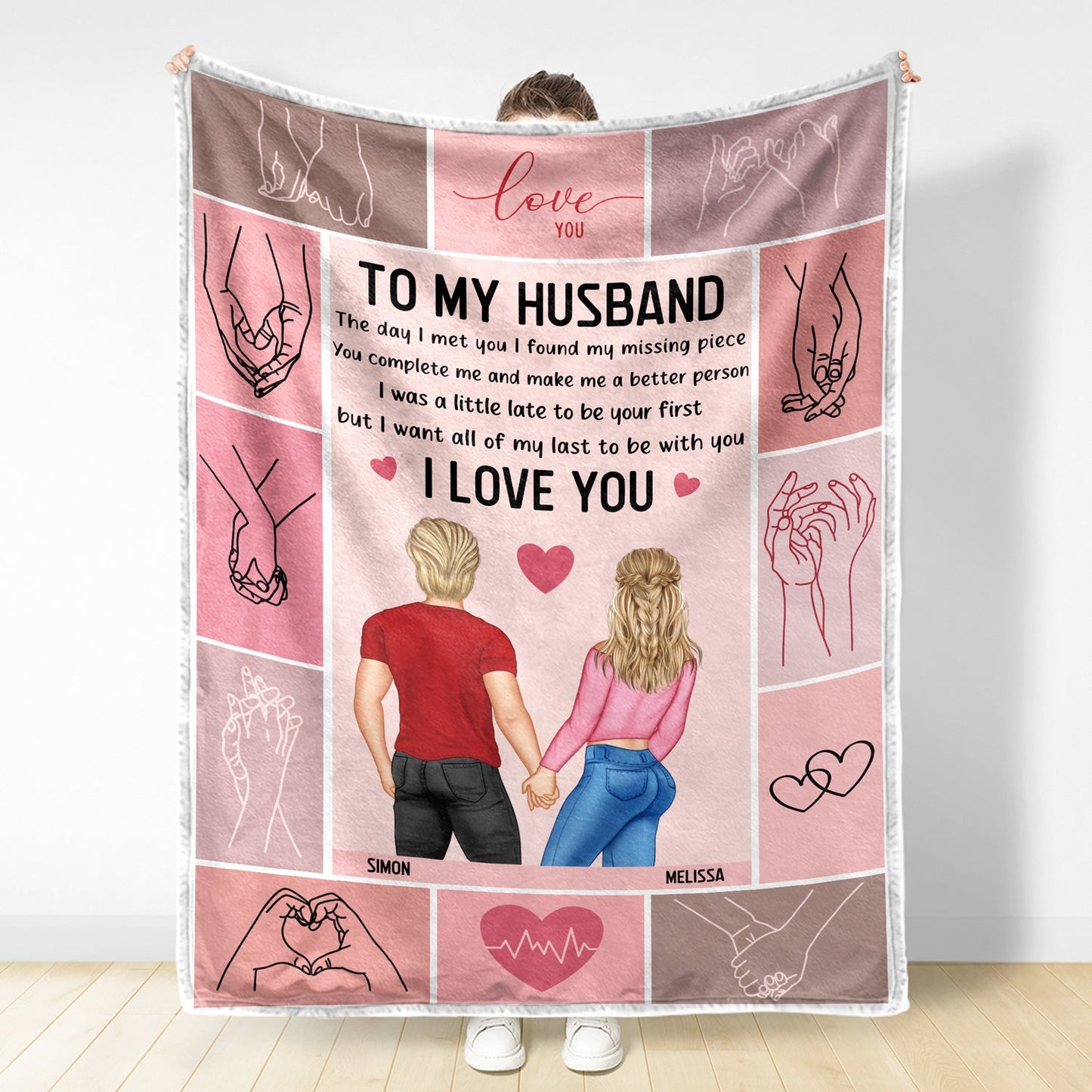 I Want All Of My Lasts To Be With You Couple Holding Hands - Loving, Anniversary Gift For Spouse, Husband, Wife - Personalized Fleece Blanket, Sherpa Blanket
