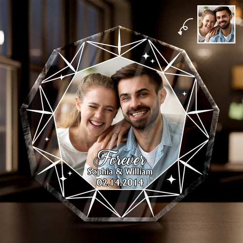 Custom Photo Forever Diamond - Loving, Anniversary Gift For Couple, Spouse, Husband, Wife - Personalized Nonagon Shaped Acrylic Plaque