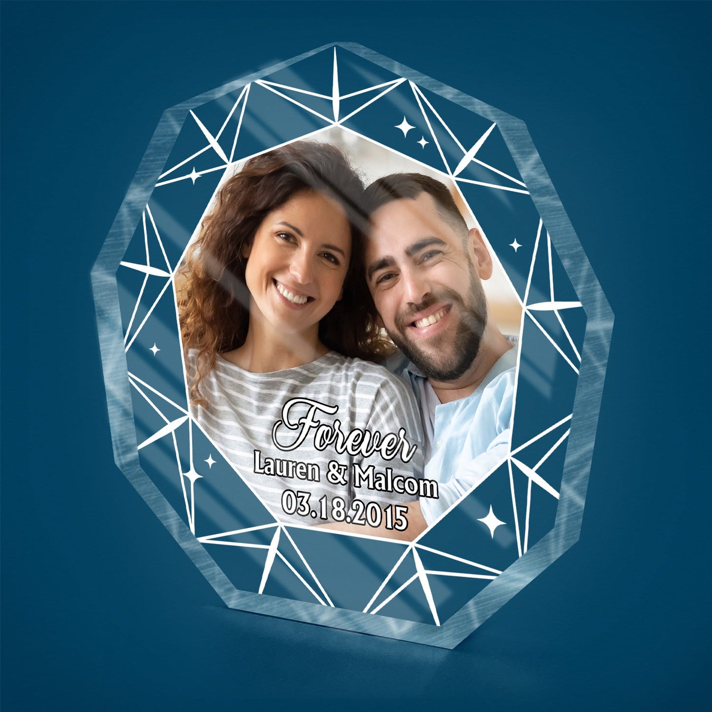 Custom Photo Forever Diamond - Loving, Anniversary Gift For Couple, Spouse, Husband, Wife - Personalized Nonagon Shaped Acrylic Plaque