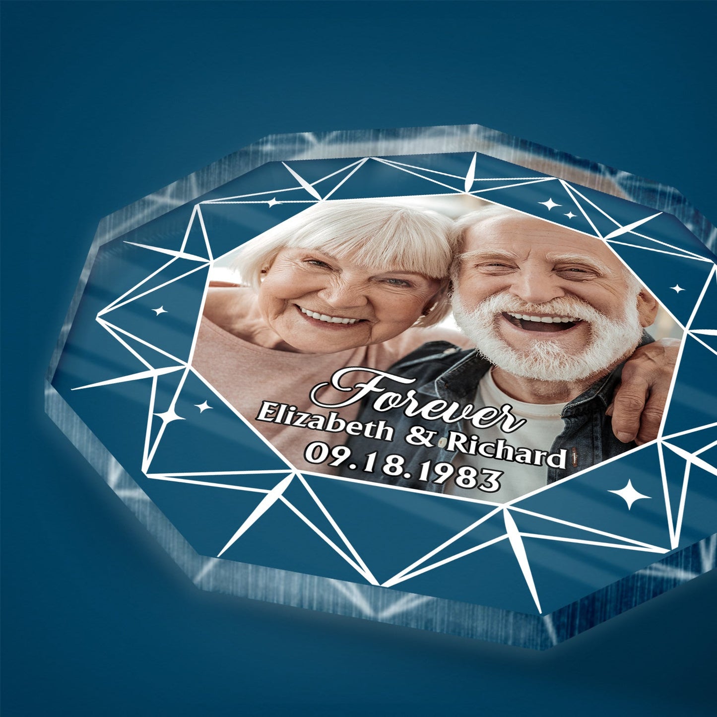 Custom Photo Forever Diamond - Loving, Anniversary Gift For Couple, Spouse, Husband, Wife - Personalized Nonagon Shaped Acrylic Plaque