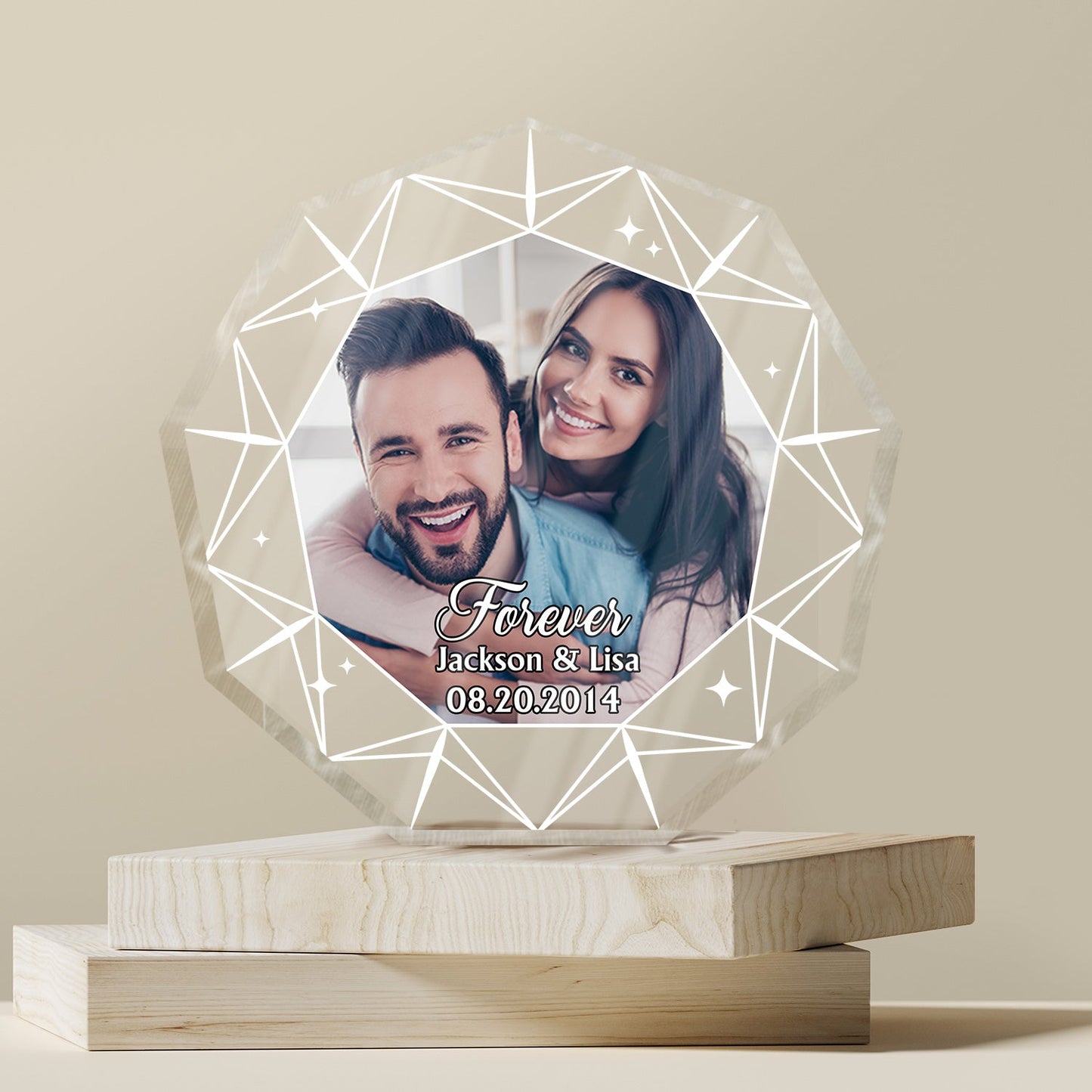 Custom Photo Forever Diamond - Loving, Anniversary Gift For Couple, Spouse, Husband, Wife - Personalized Nonagon Shaped Acrylic Plaque