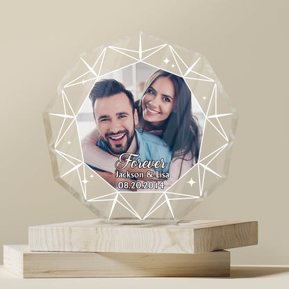 Custom Photo Forever Diamond - Loving, Anniversary Gift For Couple, Spouse, Husband, Wife - Personalized Nonagon Shaped Acrylic Plaque