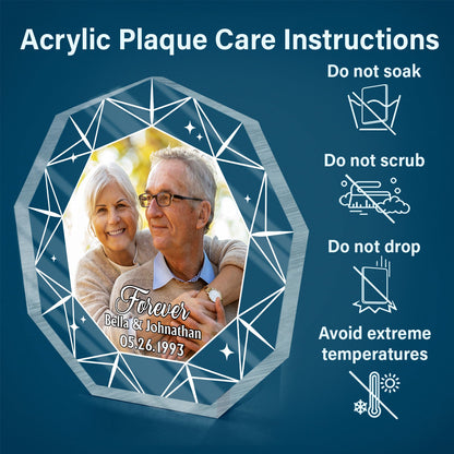 Custom Photo Forever Diamond - Loving, Anniversary Gift For Couple, Spouse, Husband, Wife - Personalized Nonagon Shaped Acrylic Plaque