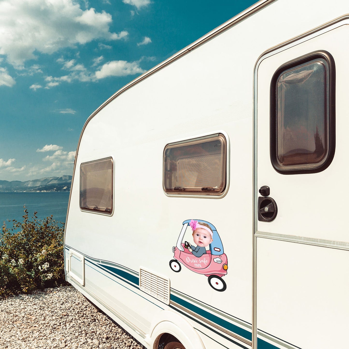 Custom Photo Drive Safe Daddy - Birthday, Loving Gift For Dad, Father, Papa, Grandpa - Personalized Camping Decal, Decor Decal