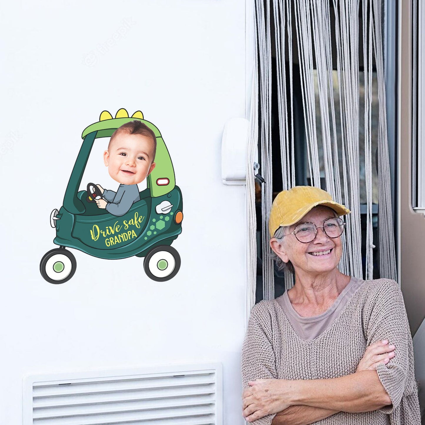 Custom Photo Drive Safe Daddy - Birthday, Loving Gift For Dad, Father, Papa, Grandpa - Personalized Camping Decal, Decor Decal