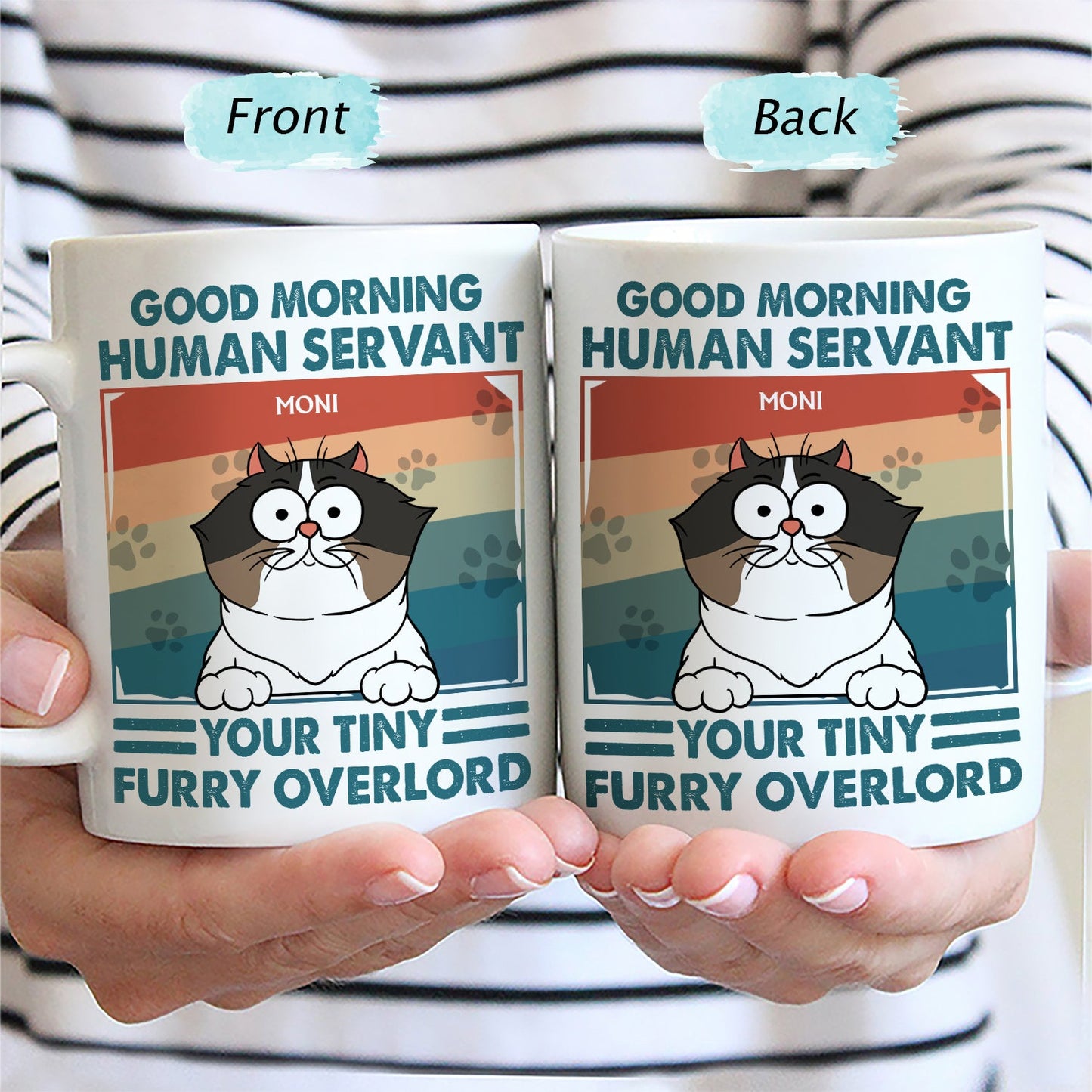 Good Morning Human Servant - Gift For Cat Lovers, Cat Mom, Cat Dad - Personalized Mug