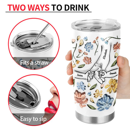 Hand In Hand, I Will Always Protect You - Gift For Mom, Grandma - 3D Inflated Effect Printed Cup, Personalized Tumbler