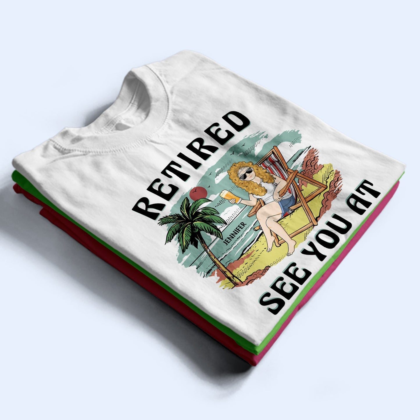 Retired See You At The Beach Vintage - Retirement Gift For Beach Lovers, Dad, Mom, Grandpa, Grandma - Personalized T Shirt