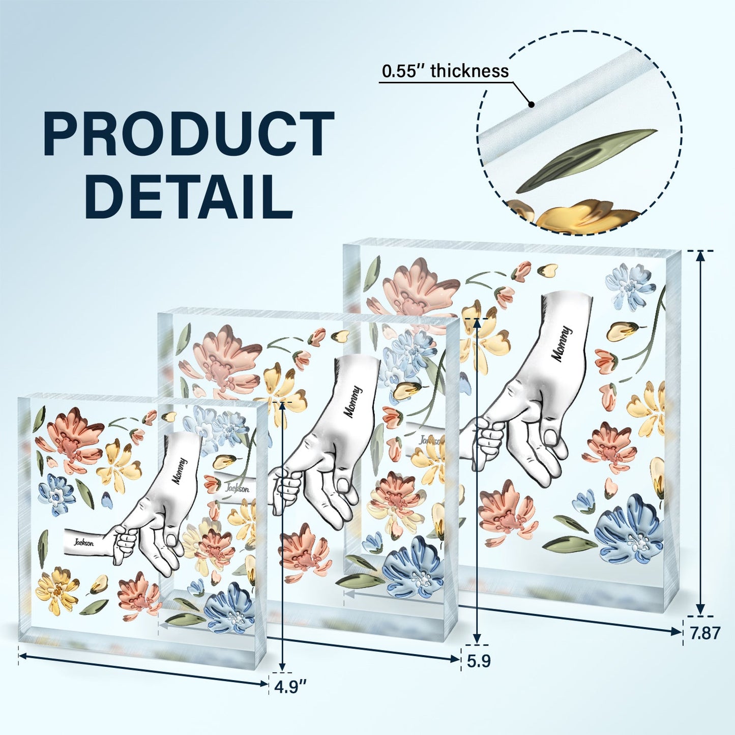 Hand In Hand, I Will Always Protect You - Gift For Mom, Grandma - Personalized Square Shaped Acrylic Plaque