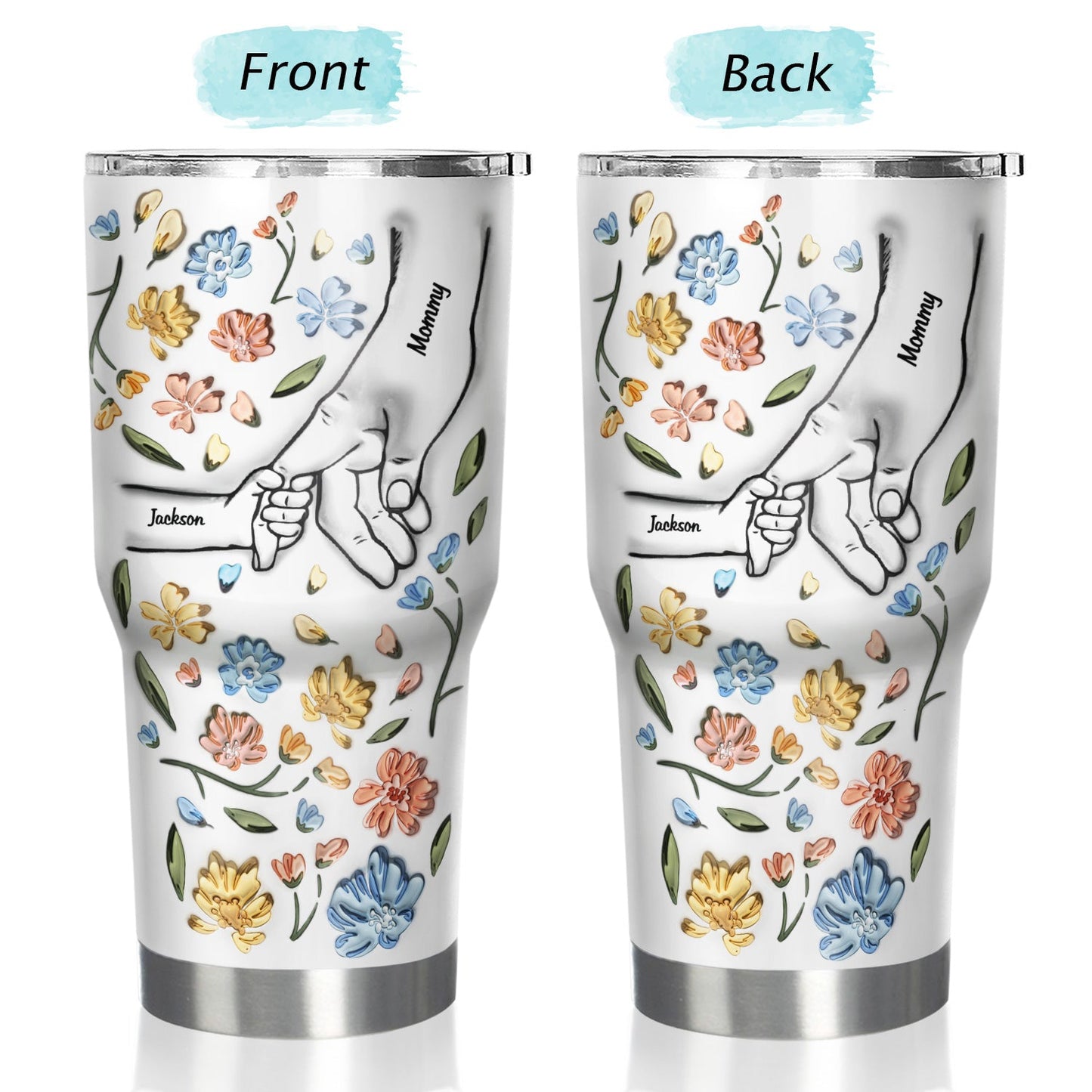 Hand In Hand, I Will Always Protect You - Gift For Mom, Grandma - Personalized 3D Inflated Effect Printed 30 Oz Tumbler