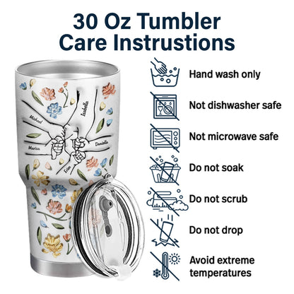 Hand In Hand, I Will Always Protect You - Gift For Mom, Grandma - Personalized 3D Inflated Effect Printed 30 Oz Tumbler