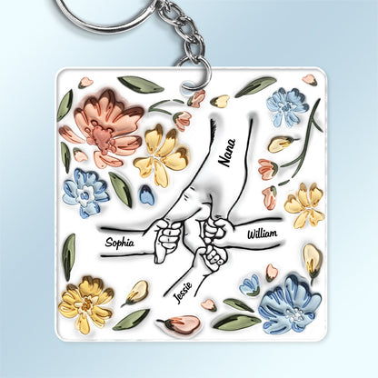 Hand In Hand, I Will Always Protect You - Gift For Mom, Grandma - Personalized 3D Inflated Effect Printed Acrylic Keychain
