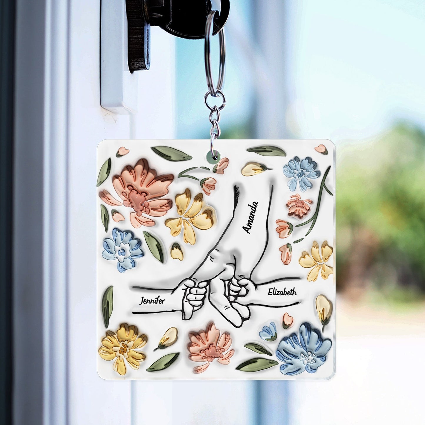 Hand In Hand, I Will Always Protect You - Gift For Mom, Grandma - Personalized 3D Inflated Effect Printed Acrylic Keychain