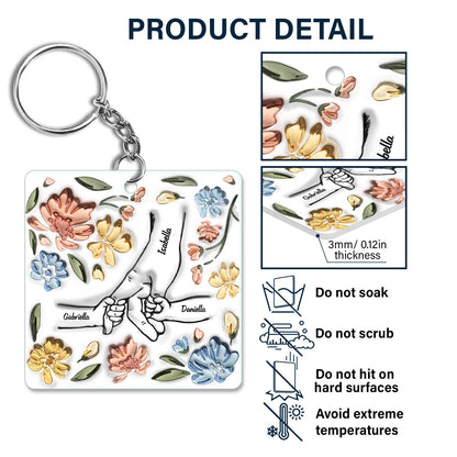 Hand In Hand, I Will Always Protect You - Gift For Mom, Grandma - Personalized 3D Inflated Effect Printed Acrylic Keychain