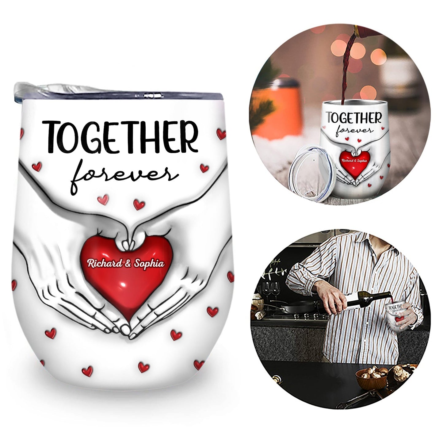 You & Me We Got This - Gift For Couples - 3D Inflated Effect Printed Cup, Personalized Wine Tumbler