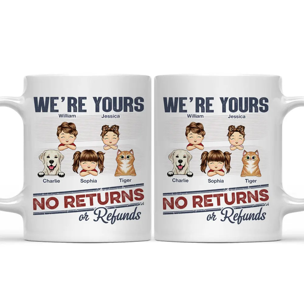No Returns Or Refunds Chibi Grandkids Dog Cat - Personalized Mug