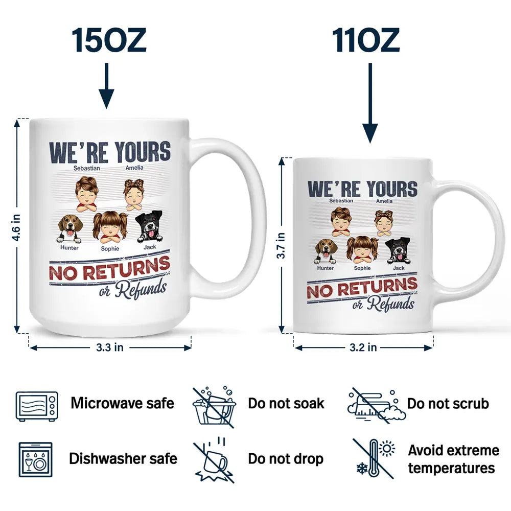 No Returns Or Refunds Chibi Grandkids Dog Cat - Personalized Mug