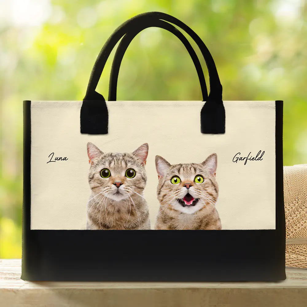 Custom Photo Dog Mom Cat Mom - Personalized Canvas Tote Bag