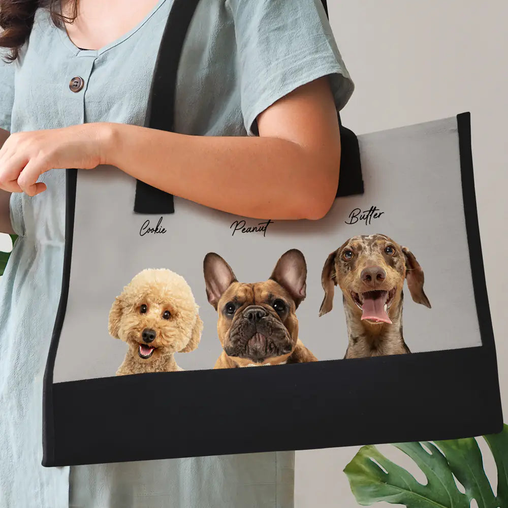 Custom Photo Dog Mom Cat Mom - Personalized Canvas Tote Bag