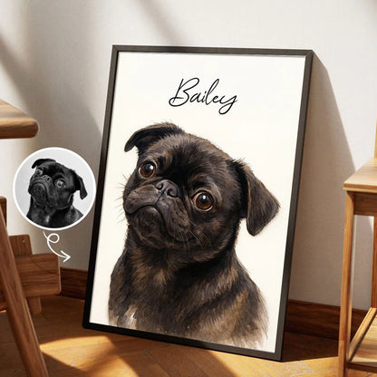 Custom Watercolor Portraits Using Pet Photo Personalized Poster, Gift for Dogs Cats Lovers, Pet Lover Gift