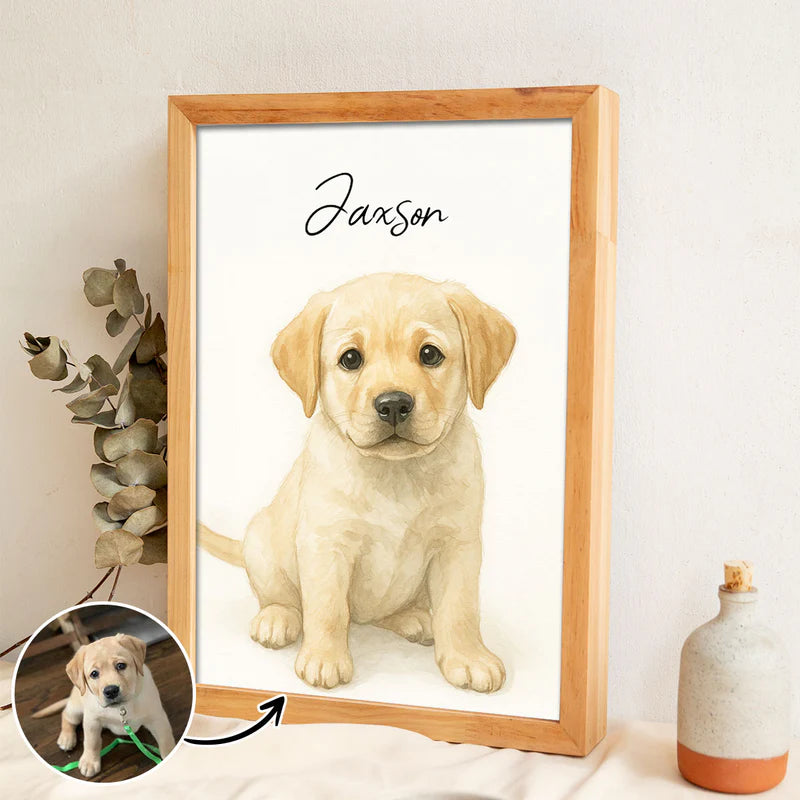 Custom Watercolor Portraits Using Pet Photo Personalized Poster, Gift for Dogs Cats Lovers, Pet Lover Gift